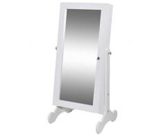 vidaXL Espejo Armario Joyero Blanco con Luz LED Armario Guarda Joyas Organizador