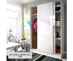 HABITMOBEL Armario Puertas correderas Altura Especial Barra para Colgar Color Blanco 204X120cm
