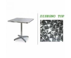 MondoArreda Q70 -Mesa De Aluminio Cuadrada, Con Soporte Central Con 4 Patas, Encimera 70x70cm Para Bar, Restaurante, Piscina, Hotel