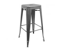 Muebles Marieta Taburete Tolix alto Gris metalizado