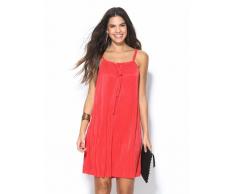 Venca Vestido plisado de tirantes con escote cortina coral S