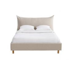 Maisons du monde Cama con somier de láminas 140 x 190 de lino y algodón beige Fergus