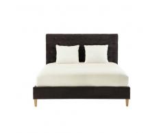 Maisons du monde Cama acolchada con somier de láminas 160 x 200 de pana gris Chesterfield