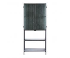 Maisons du monde Vitrina con 2 puertas de metal negro y vidrio gofrado Azalis