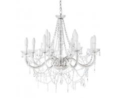 Maisons du monde Lámpara de araña blanca de metal con lágrimas y 12 brazos Diám. 73 cm ISABEAU