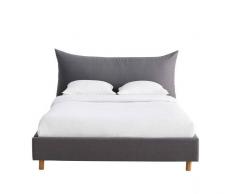Maisons du monde Cama con somier de láminas 140x190 de lino y algodón gris Fergus