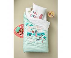 VERTBAUDET Conjunto funda nórdica + funda de almohada infantil ICE CREAM* verde