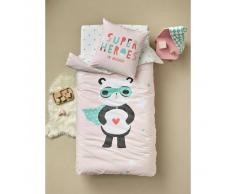 VERTBAUDET Conjunto funda nórdica + funda de almohada infantil SUPER PANDA rosa