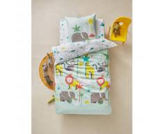 VERTBAUDET Juego de funda nórdica + funda de almohada infantil AFRICAN SAFARI verde