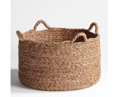 AM.PM. Cesto trenzado redondo Al. 37 cm, Raga beige