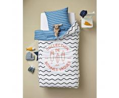 VERTBAUDET Conjunto funda nórdica + funda de almohada infantil BUENAS OLAS azul