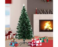 HOMCOM Arbol de Navidad Verde Φ74x150cm + Luces LED Arbol Artificial