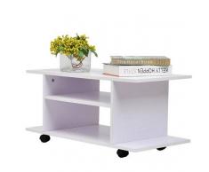 HOMCOM Mueble para Televisión con Ruedas tipo Mesa TV Móvil - Color Blanco - Madera - 80x40x40 cm