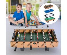 HOMCOM Mesa Multijuegos 4 en 1 Incluye Futbolín Air Hockey Ping-Pong y Billar - Juguete de Madera para Niños y Adultos - 87x43x28cm