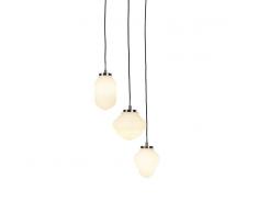 QAZQA Lámpara colgante Art Dèco acero con cristal opalino 3 luces - ORTA