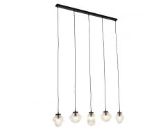 QAZQA Lámpara colgante Art Dèco negra con cristal transparente 5 luces - LEDRO