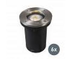 QAZQA Set de 6 focos de suelo LED BASIC redondo
