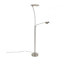 QAZQA Lampara de pie moderna acero con brazo de lectura LED - MONTE CARLO