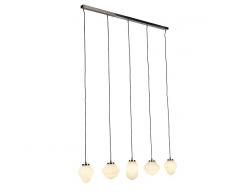 QAZQA Lámpara colgante Art Dèco acero con cristal opalino 5 luces - ORTA