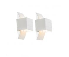 QAZQA Set de 2 apliques de pared AMY blanco