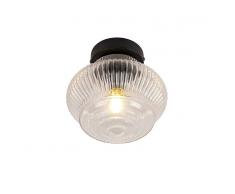 QAZQA Plafón Art Dèco negro con cristal transparente - LEDRO