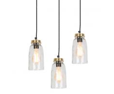 QAZQA Set de 3 lámparas colgantes vintage oro con cristal transparente - MASONS