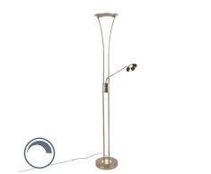 QAZQA Lampara de pie moderna bronce con brazo de lectura LED - IBIZA