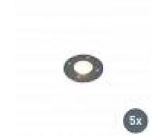 QAZQA Set de 5 focos empotrados de suelo moderno redondo gris oscuro 12,5cm IP67 - BASSO