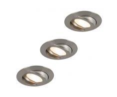 QAZQA Set de 3 focos empotrables RELAX LED acero