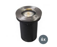 QAZQA Set de 6 focos de suelo LED BASIC redondo