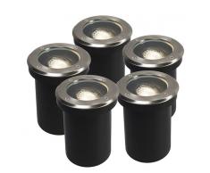 QAZQA Set de 5 focos empotrado de suelo ajustable DELUX redondo