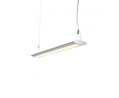 QAZQA Lámpara colgante moderna ovalada 95cm plateada LED - DUCT O