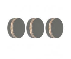 QAZQA Set de 3 apliques de pared THEO redondo gris oscuro LED