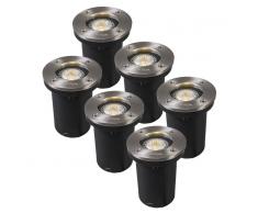 QAZQA Set de 6 focos empotrados de suelo LED BASIC redondo