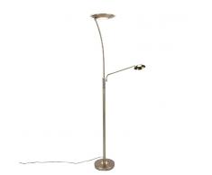 QAZQA Lampara de pie moderna bronce con brazo de lectura LED - MONTE CARLO