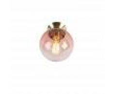 QAZQA Plafón Art Deco de latón con cristal rosa - Pallon