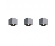 QAZQA Set de 3 apliques de pared EFFECT cuadrado