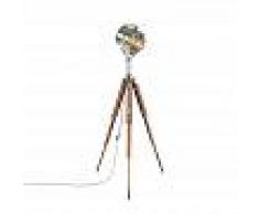 QAZQA Lámpara de pie con trípode de madera y spot de estudio - Tripod Shiny