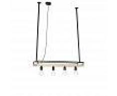 QAZQA Lámpara colgante industrial negra con estante de 4-luces - SHELF