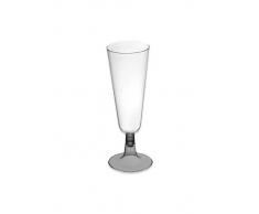 Copa de cava transparente con pie plata de 150 ml - 4 unidades
