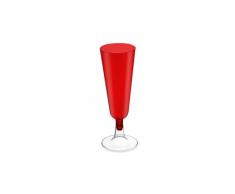 Copa de cava roja con pié transparente de 150 ml - 4 unidades