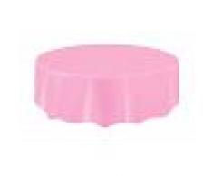 Mantel redondo de plástico rosa palido - 2,13 m