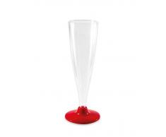 Copa para cava con pie rojo de 140 ml - 4 unidades