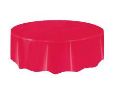 Mantel redondo de plástico rojo - 2,13 m