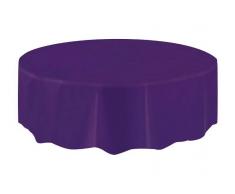 Mantel redondo de plástico lila - 2,13 m