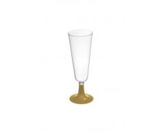 Copa de cava transparente con pie dorado de 150 ml - 4 unidades