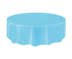 Mantel redondo de plástico azul - 2,13 m
