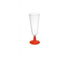 Copa de cava transparente con pie rojo de 150 ml - 4 unidades