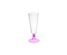 Copa de cava transparente con pie rosa de 150 ml - 4 unidades