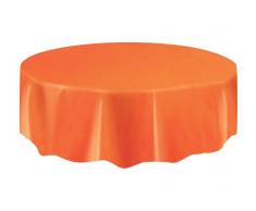 Mantel redondo de plástico naranja - 2,13 m